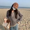 2025 Nuevo Estilo Coreano Estilo Perezoso Cuello Polo Color de Contraste Suéter de Punto Otoño e Invierno Holgado y Versátil Top Casual