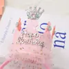 Diadema de Gasa con Corona para el Pelo Transfronteriza Fiesta de Cumpleaños Vestido de Novia Estilo Princesa Feliz Cumpleaños Tocado Lentejuelas Accesorios para el Cabello