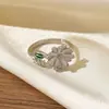 [Personalizado] Anel Ajustável para Dedo Indicador de Tulipa com Esmalte e Cristais, para Mulheres, com Pedras Incrustadas, Duradouro e Não Desbota, de Alta Qualidade