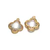Colgante de Cristal de Vidrio Acero Inoxidable Oro de 18K Colgante de Trébol de Cuatro Hojas Accesorios de Joyería para Collares Pulseras Pendientes