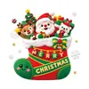 Decoración Navideña Adhesivo Estático Dibujo Animado Calcetín Navideño Papá Noel Puerta de Cristal Escaparate Atmósfera Festiva Pegatinas