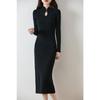 Nuevo vestido de lana chino de otoño e invierno para mujer, cheongsam retro, vestido largo elegante a la cadera, suéter ajustado mejorado.