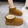 Sapatos Baixos de Algodão Confortáveis Espessos, Botas de Neve com Solado Grosso para Mulheres, Forradas com Lã e Pelo de Inverno, Botas de Neve de Novo Estilo