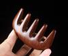 Peine Meridiano Madera de Sándalo Negro Masaje Multifuncional Drenaje Linfático del Cuello Peine de Cinco Dedos Antiestático Caída del Cabello Terapia Capilar Dientes Anchos