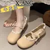 Sapatos Mary Jane de Salto Baixo Estilo Francês para Verão com Saias, Sapatos Lolita Pequenos de Couro, Pés que Não Cansam, Sapatos de Couro Genuíno com Solado Macio para Mulheres