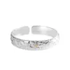 Joyería Auténtica de Plata 999.9 Plata Pura Pulsera de Loto Estilo Artístico Retro Vintage Tendencia Nacional Brazalete Abierto de Plata Pulsera Grabada