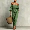 Mono Elegante de Moda Otoño-Invierno 2026 Europeo y Americano, de Hombros Descubiertos, Ceñido a la Cintura, con Mangas Abullonadas, de Venta Caliente para Viajes
