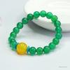 Pulsera de Ágata Natural Guan Yu Pulsera de Cristal Calcedonia Verde Tendencia Nacional Transmisión en Vivo Producto Caliente Venta al por Mayor Dropshipping S4060403