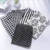 Moda Primavera y Otoño Estilo Coreano Seda de Leche Patrón de Espiga Cuadros Leggings Leggings Cortos Estampados de Puntos