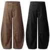 K325 Estilo Americano Retro Neutro Sensación de Alta Gama Botón de Metal Diseño de Pierna Ancha Holgados Pantalones Casuales Scimitar para Hombre