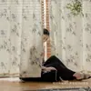 Cortinas de lino estéticas estilo Song, Pantallas de ventana Zen de bambú con paisaje estilo chino nuevo, Sala de estudio de estilo clásico chino antiguo