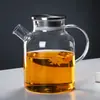Bule de Vidro Borossilicato Alto Jarra de Suco Chaleira de Água Fria Aquecimento em Chamas Abertas Chaleira com Tampa de Bambu Chaleira Doméstica para Água Fria Chaleira de Chá com Flores