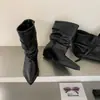 Botas de tacón grueso para mujer, estilo holgado, 2026, nuevo, verano-otoño, vintage, versátiles, punta fina, con hebilla, adelgazantes, estilo vaquero occidental