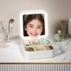 Caja de Joyería Portátil con Luz, Viaje de Alta Gama Exquisita Compacta para Pendientes, Anillos, Pendientes, Joyas de Mano Mini Caja