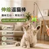 Vara retrátil para brincar com gatos para interação com animais de estimação, brinquedo para gatos que consome energia, vara pequena para brincar com gatos em formato de caranguejo com cabeça destacável e substituível