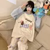 Pijama feminino plus size direto da fábrica/Exportação, manga longa e calça comprida, conjunto de roupa de casa feminino para primavera e outono 110kg