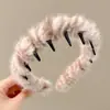 Linda diadema de felpa de dibujos animados para mujer, especialmente diseñada para lavarse la cara y aplicar mascarillas faciales, diadema de corona alta, lista para fotos, crea una atmósfera elegante