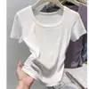 Camiseta Morada de Algodón Puro con Cuello Cuadrado, Corte Entallado, Manga Corta para Mujer, Nueva Llegada de Verano, Color Sólido, Cintura Ceñida, Corta, Hombro Normal