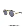 Gafas de sol redondas de metal para hombre, sentido de alta gama, 2024, nuevas, transfronterizas, decoración de leopardo, personalidad, gafas de sol para mujer, venta al por mayor