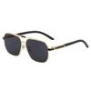 Pide Gafas de Sol Cuadradas de Moda para Hombre, Patillas Retro con Imitación de Madera, Gafas de Sol para Hombre de Gama Alta con Doble Puente, Protección Solar