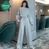 Comercio exterior Otoño Nuevo traje deportivo con cordón para mujer, top corto de manga larga, pantalones de cintura alta, conjunto casual de dos piezas, moda para mujer