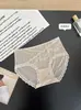 Panty de malla para mujer estilo francés con tira diagonal de encaje y refuerzo de seda, ligero, transpirable y sexy de triángulo