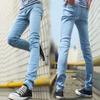 Pantalones ajustados de verano 2023 para hombre, vaqueros azules tipo lápiz, estilo coreano, ajustados, negros, de moda.