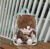 Bolsa de Viaje para Muñeca de Algodón de 20cm40cm50cm Bolsa Transparente de PVC a Prueba de Polvo Bolsa de Exhibición Soporte de Alambre de Acero Bolsa de Almacenamiento