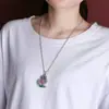 Pingente Nacional da Moda S999 Prata Pura Esmaltada Peixe Duplo da Sorte Pingente Seiko Ruyi Caractere Fu Colar Longo Outono e Inverno Novo
