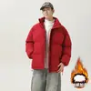 Chaqueta de Algodón Gruesa con Cuello Alto para Hombre Enbu Otoño/Invierno Calidez Simple Abrigo Tipo Pan de Jengibre Holgado Casual Unisex Ropa de Abrigo