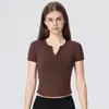 Top Deportivo Cruzado de Manga Corta para Mujer, Ajustado, Transpirable, de Secado Rápido, Alta Elasticidad, Cómoda Camiseta de Fitness para Correr