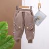 Roupa Infantil Calça Casual Quente com Forro de Fleece Infantil Calça de Veludo Peça Única para Meninas Calça de Moletom com Forro de Fleece para Bebês Meninas Outono e Inverno