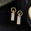 Brincos Retangulares de Strass da Moda Dongdaemun Coreana Novos Brincos Geométricos Modernos Brincos Estilo Celebridade da Internet para Mulheres