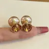 Pendientes de Perla Aguja de Plata Delanteros y Traseros, Pendientes Retro de Lujo Ligero a la Moda, Temperamento de Gama Alta, Pendientes Versátiles al por Mayor para Mujer