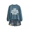 Blusa de Moletom Redonda com Estampa de Letras Simples da Amazon "Tenho Ansiedade de Separação" Camada Base
