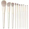Conjunto de Pincéis de Maquiagem com 10 Peças de Pelo Animal Dourado, Pincel para Sombra de Lã, Pincel para Blush, Pincel para Corretivo, Pincel para Contorno, Pincel de Maquiagem