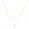 Collar de Plata de Ley S925 con Colgante de Cruz Cadena de Clavícula con Perla Diseño Popular Europeo y Americano Todo-partido Multicapa Doble Capa para Mujer