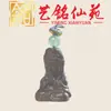 Colgante de Cadena para Teléfono Móvil Guanyin de Dibujos Animados Tallado en Sándalo Verde, Colgante Estilo Étnico Creativo DIY Art Ming Xian Yuan