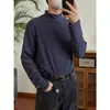 Camisa Básica Lisa de Cor Sólida com Gola Meia-alta Solta Estilo Coreano Outono e Inverno Roupa de Baixo Roupa Externa Camiseta