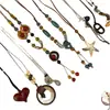 Collar de Cordón de Cuero Estilo Coreano Dulce y Fresco con Corazón Redondo de Resina, Cadena para Clavícula Moderna y Elegante con Diseño Único para Mujeres