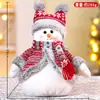 Tela de punto roja navideña muñeco de muñeco de nieve decoración navideña figura para escaparate adorno de escritorio regalo