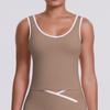 Novo Estilo Justo, Sensação de Pele, Cor Contrastante Costas Abertas Top Esportivo Yoga para Mulheres, Roupa Externa para Corrida ao Ar Livre e Fitness