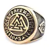 Anillo de Acero Inoxidable para Hombre con Diseño Retro Nórdico de Triángulo Odin Letra Vikinga - Venta Directa de Fábrica
