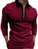 Outono 2024 Novo Exportação Transfronteiriça Masculino 3D Estampado Cor Sólida Casual Zíper Manga Longa Camisa Polo Camisa Paul