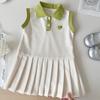 Vestido de Verano para Niñas vestido de Estilo Occidental para Bebé para Niños Marca de Moda Personalizada Color Combinado con Solapa Polo Amor Princesa Falda Plisada