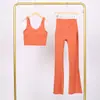 Conjunto de Chaleco Lulu U y Pantalones Acampanados, Ajustado con Cuello Alto, Cremallera Dorada Elástica, Conjunto para Fitness Yoga
