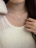 Collar de Plata de Ley S925 de Alta Gama con Lazo Trenzado para Mujer con Cierre OT Cadena para Suéter Cadena para Clavícula Estilo Ins Coreano