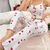 Amazon Europa y América Transfronterizo Nuevo Sexy Malla Costura Estampado Pijama Dos Piezas Conjunto Ropa de Casa para Mujer Pijamas