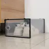 Estoque quente caixa de armazenamento transparente de moldura dupla de plástico minimalista artefato de armazenamento de alta qualidade armazenamento à prova de poeira