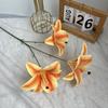 3 cabeça lírio 3D impressão fita material high-end casamento lírio enfeite falso flor salão de casamento fundo principal simulação flor